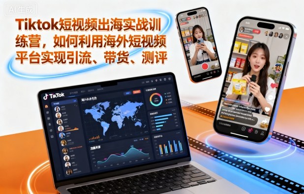 Tiktok短视频出海实战训练营,如何利用海外短视频平台实现引流、带货、测评-润格副业网-每天分享热门副业赚钱项目
