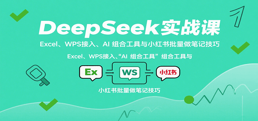 DeepSeek实战课：Excel、WPS接入、AI 组合工具与小红书批量做笔记技巧-润格副业网-每天分享热门副业赚钱项目