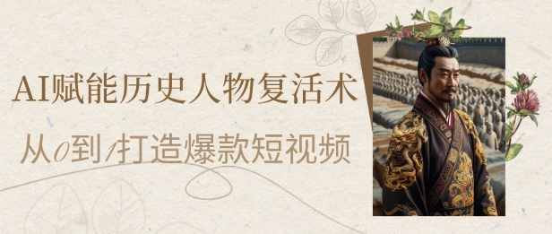 AI赋能历史人物复活术:从0到1打造爆款短视频,7天涨粉10W,小白也能月入过1W-润格副业网-每天分享热门副业赚钱项目