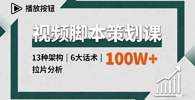 (16137期)视频脚本策划课,13种架构、6大话术、拉片分析,单条播放百万+-润格副业网-每天分享热门副业赚钱项目