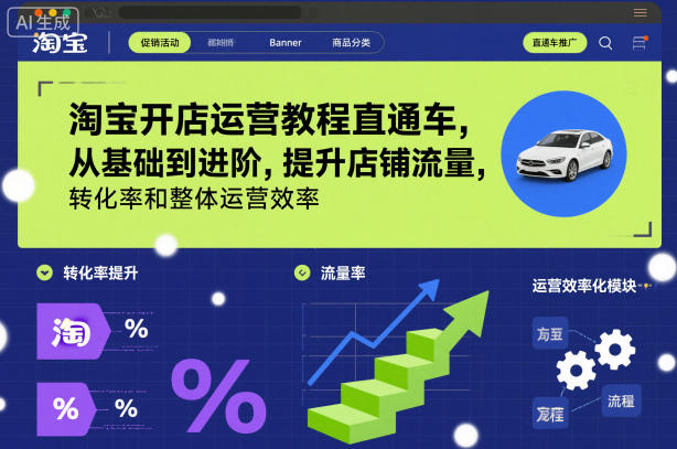 淘宝开店运营教程直通车，从基础到进阶，提升店铺流量，转化率和整体运营效率（更新26年1月）-润格副业网-每天分享热门副业赚钱项目