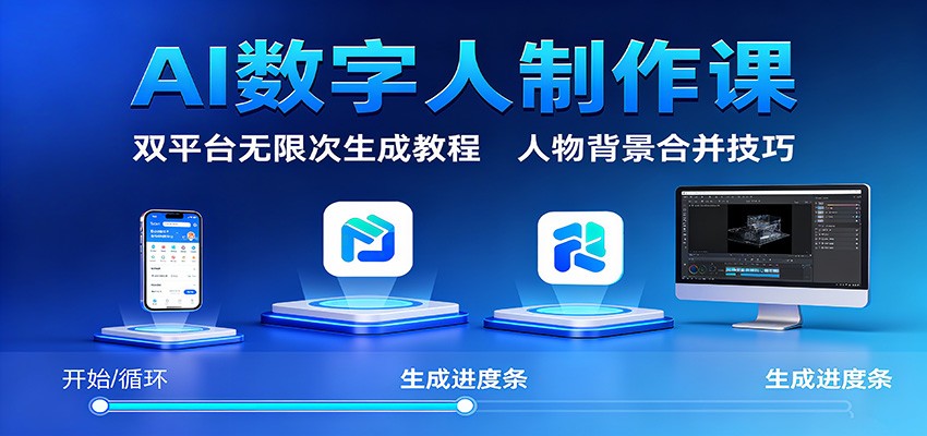 AI数字人制作课：双平台无限次生成教程，人物背景合并技巧-润格副业网-每天分享热门副业赚钱项目