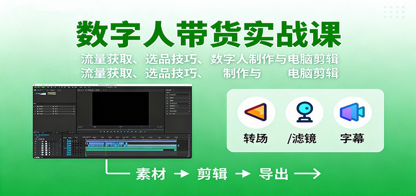 数字人变现实战课：流量获取、选品技巧、数字人制作与电脑剪辑-润格副业网-每天分享热门副业赚钱项目