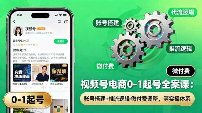 (16262期)视频号电商0-1起号全案课:账号搭建+推流逻辑+微付费调整,等实操体系-润格副业网-每天分享热门副业赚钱项目