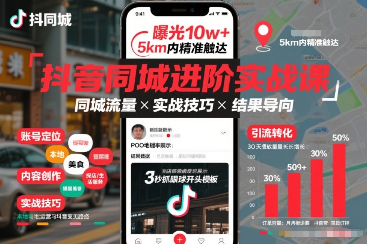 抖音同城进阶实战课,助你同城流量拿到结果 抖音同城进阶实战课,助你同城流量拿到结果
