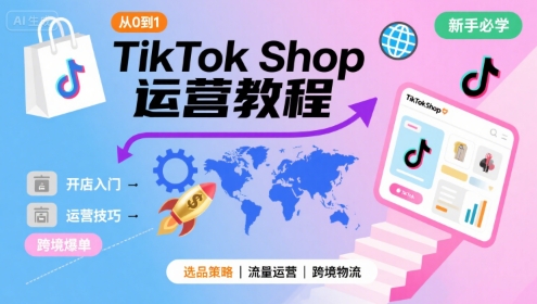TikTok Shop从0到1运营教程，TikTok跨境电商新手必学课程-润格副业网-每天分享热门副业赚钱项目