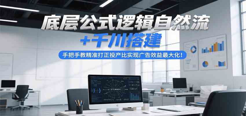 底层公式逻辑自然流+千川搭建，手把手教精准打正投产比实现广告效益最大化！-润格副业网-每天分享热门副业赚钱项目