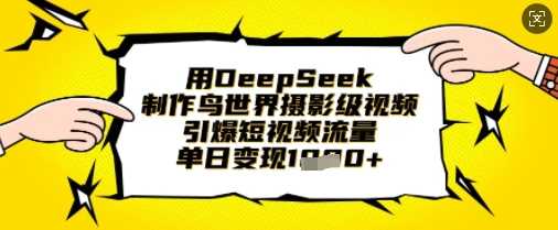 用DeepSeek制作鸟世界摄影级视频,引爆短视频流量,单日变现1k-润格副业网-每天分享热门副业赚钱项目