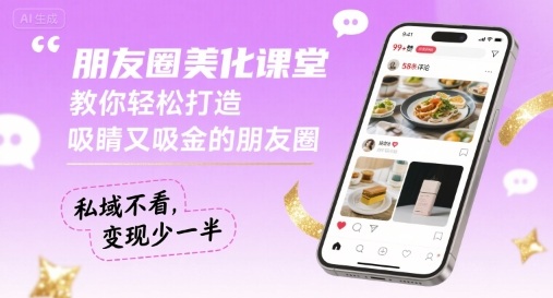 朋友圈美化课堂，教你轻松打造，吸睛又吸金的朋友圈，私域不看，变现少一半-润格副业网-每天分享热门副业赚钱项目