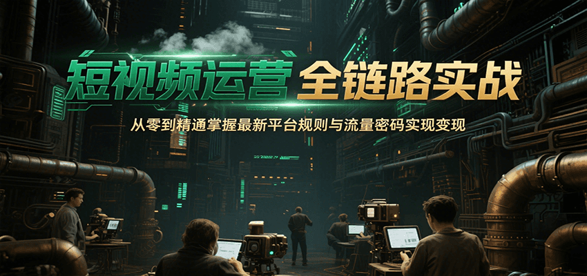短视频运营全链路实战，从零到精通掌握最新平台规则与流量密码实现变现-润格副业网-每天分享热门副业赚钱项目