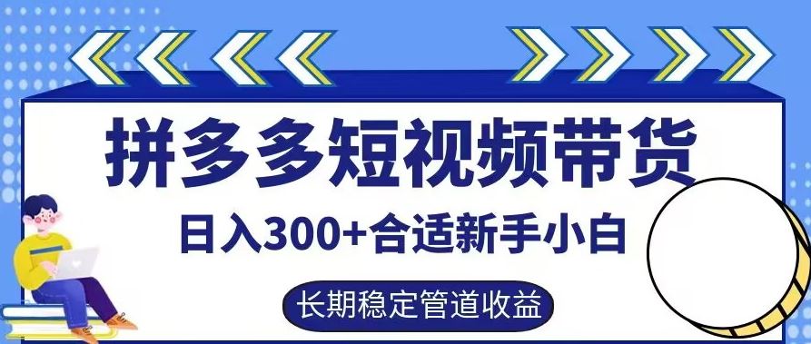 拼多多短视频带货日入300+有长期稳定被动收益,合适新手小白【揭秘】-润格副业网-每天分享热门副业赚钱项目