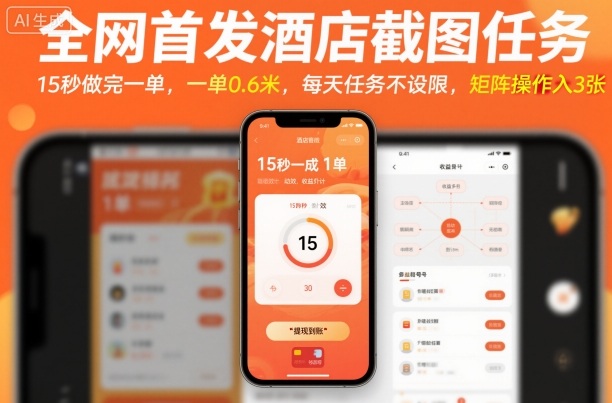 全网首发酒店截图任务,15秒做完一单,一单0.6米,每天任务不设限,矩阵操作日入3张【揭秘】-润格副业网-每天分享热门副业赚钱项目