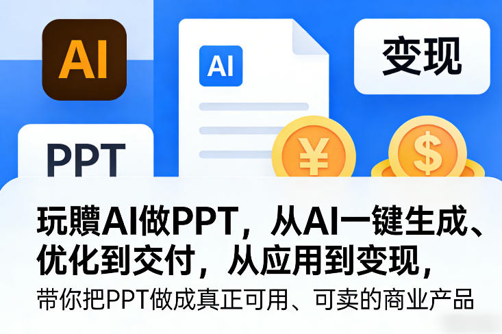 玩賺AI做PPT，从AI一键生成、优化到交付，从应用到变现，带你把PPT做成真正可用、可卖的商业产品-润格副业网-每天分享热门副业赚钱项目