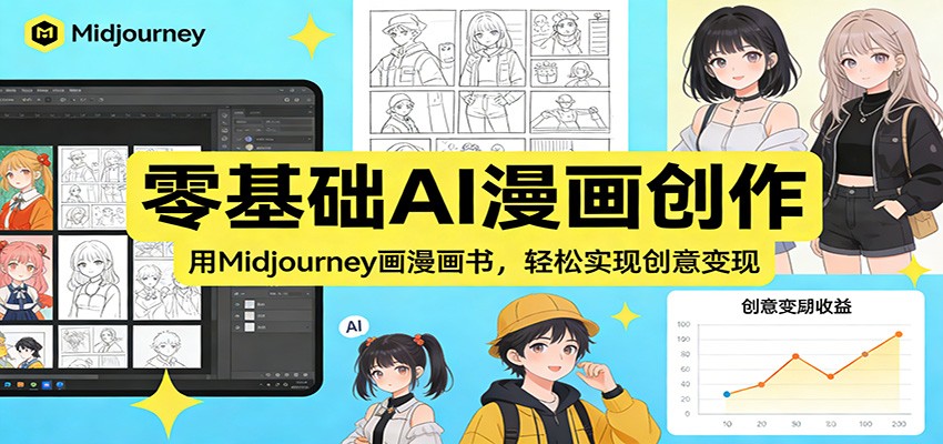 零基础AI漫画创作:用Midjourney画漫画书,轻松实现创意变现-润格副业网-每天分享热门副业赚钱项目