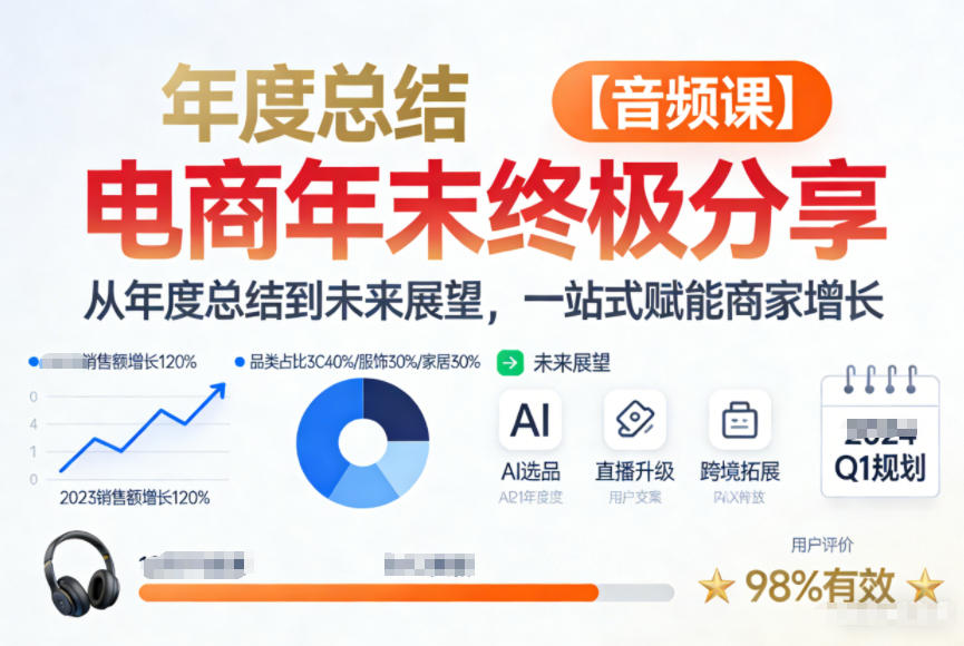 电商年未终极分享，从年度总结到未来展望，一站式赋能商家增长【音频课】-润格副业网-每天分享热门副业赚钱项目