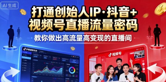 25年直播9-10两期线下课，打通创始人IP，抖音+视频号直播流量密码，教你做出高流量高变现的直播间-润格副业网-每天分享热门副业赚钱项目