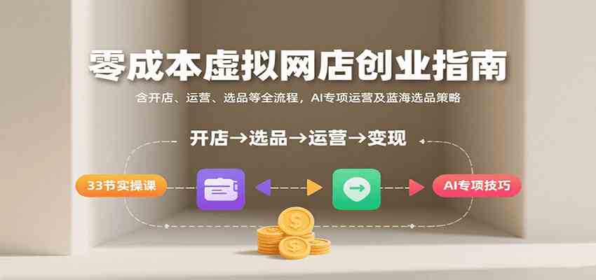零成本虚拟网店创业指南，含开店、运营、选品等全流程， AI专项运营及蓝海选品策略-润格副业网-每天分享热门副业赚钱项目