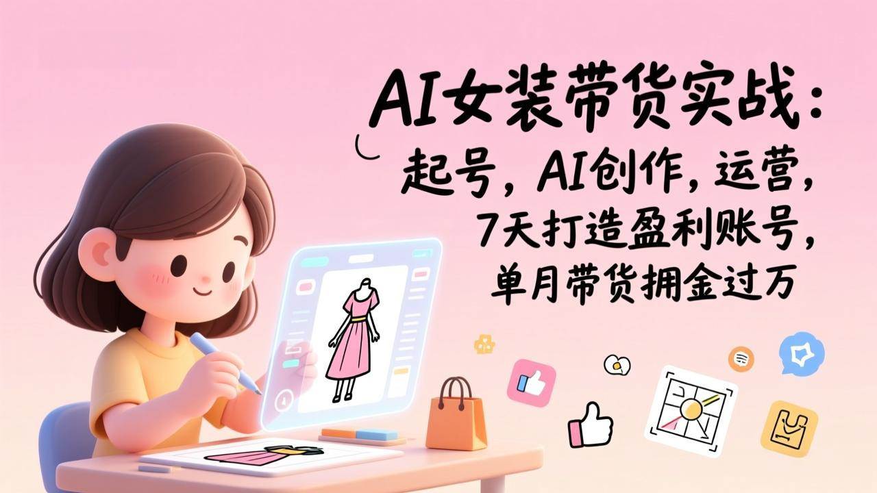 （17088期）AI女装带货实战：起号，AI创作，运营，7天打造盈利账号，单月带货佣金过万-润格副业网-每天分享热门副业赚钱项目