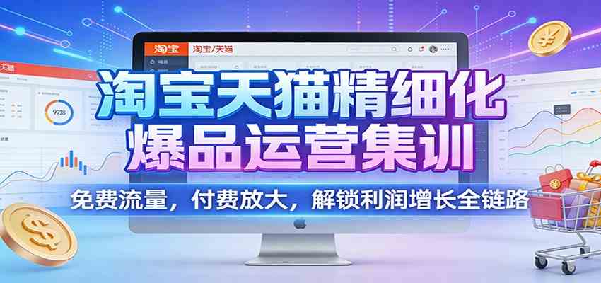 淘宝天猫精细化爆品运营集训:免费流量,付费放大,解锁利润增长全链路-润格副业网-每天分享热门副业赚钱项目