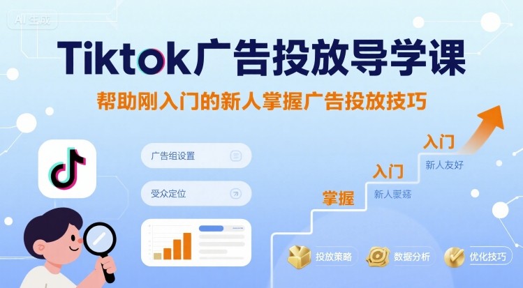 Tiktok广告投放导学课，帮助刚入门的新人掌握广告投放技巧-润格副业网-每天分享热门副业赚钱项目