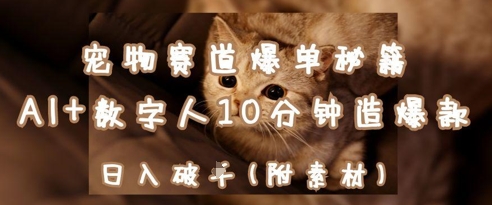 宠物赛道爆单秘籍：AI+数字人10分钟造爆款，日入1k-润格副业网-每天分享热门副业赚钱项目