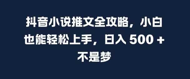 抖音小说推文全攻略,小白也能轻松上手,日入 5张+ 不是梦【揭秘】-润格副业网-每天分享热门副业赚钱项目