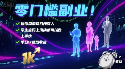 零门槛副业！操作简单适合所有人，学生宝妈上班族都可以做，上手快，单日1k睡后收益【揭秘】-润格副业网-每天分享热门副业赚钱项目