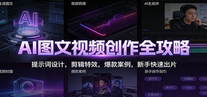 AI图文视频创作全攻略:提示词设计,剪辑特效,爆款案例,新手快速出片-润格副业网-每天分享热门副业赚钱项目