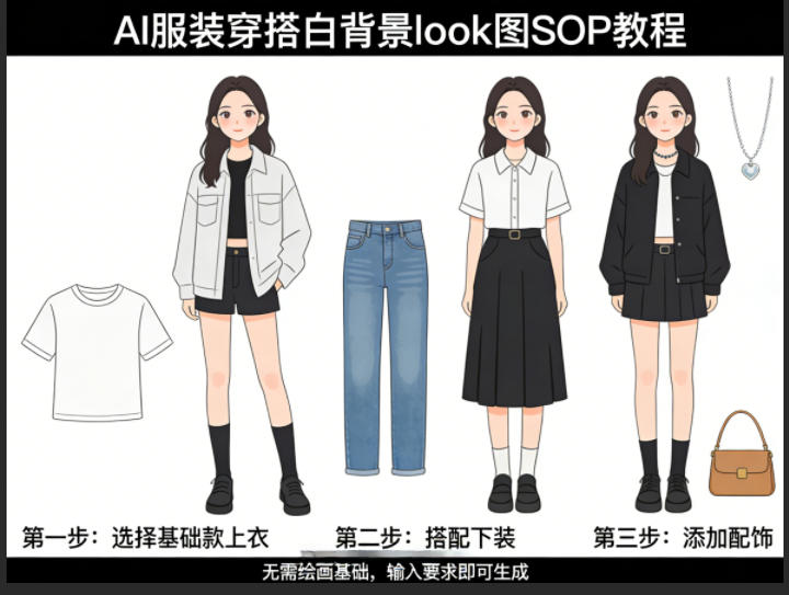 AI服装穿搭白背景look图SOP教程，不用会画画，提几句具体要求，AI就能还你一个奇迹-润格副业网-每天分享热门副业赚钱项目