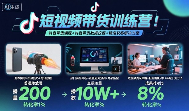 短视频带货训练营,抖音带货课程+抖音带货数据挖掘+精准获客解决方案-润格副业网-每天分享热门副业赚钱项目