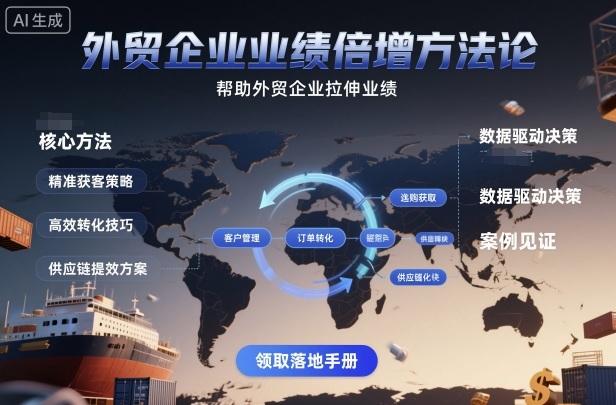 外贸企业业绩倍增方法论,帮助外贸企业拉伸业绩-润格副业网-每天分享热门副业赚钱项目