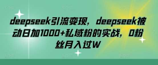 deepseek引流变现,deepseek被动日加1000+私域粉的实战,0粉丝月入过W-润格副业网-每天分享热门副业赚钱项目