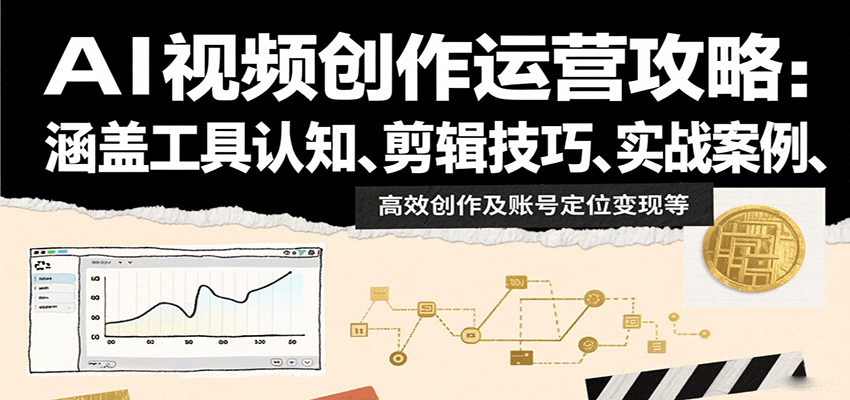 AI视频创作运营攻略：涵盖工具认知、剪辑技巧、实战案例、高效创作及账号定位变现等-润格副业网-每天分享热门副业赚钱项目