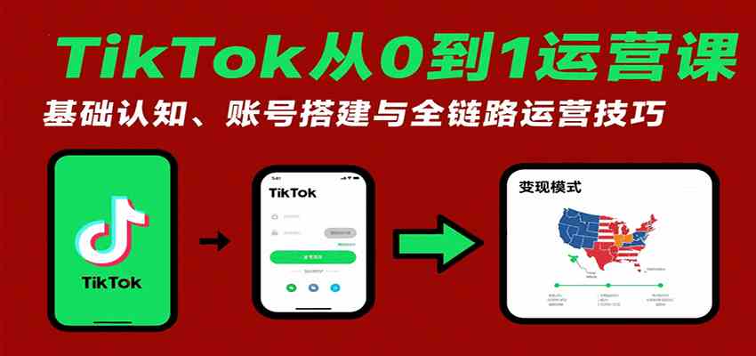 TikTok从0到1运营课：基础认知、账号搭建与全链路运营技巧-润格副业网-每天分享热门副业赚钱项目