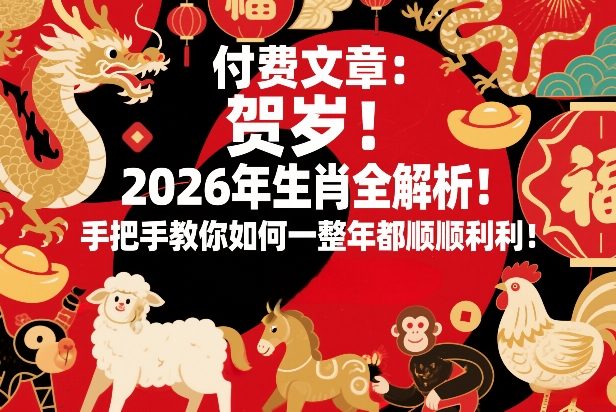 付费文章：贺岁！2026年生肖全解析！手把手教你如何一整年都顺顺利利！-润格副业网-每天分享热门副业赚钱项目