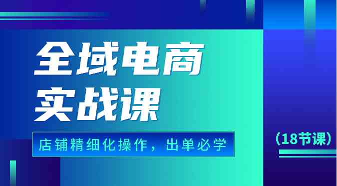全域电商实战课，个人店铺精细化操作流程，出单必学内容（18节课）-润格副业网-每天分享热门副业赚钱项目