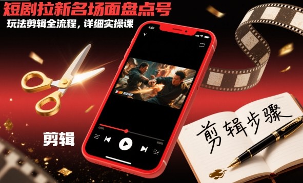 短剧拉新名场面盘点号玩法剪辑全流程，详细实操课-润格副业网-每天分享热门副业赚钱项目