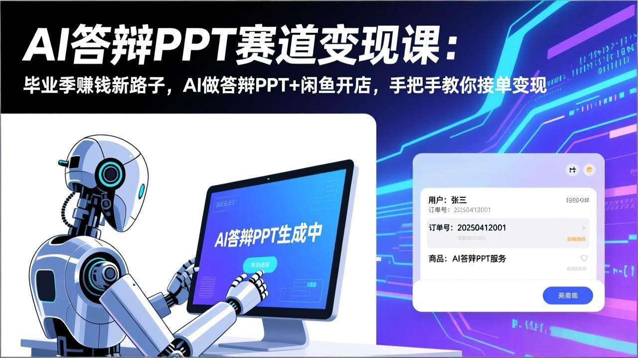 （17546期）AI答辩PPT赛道变现课：毕业季赚钱新路子，AI做答辩PPT+闲鱼开店，手把手教你接单变现-润格副业网-每天分享热门副业赚钱项目