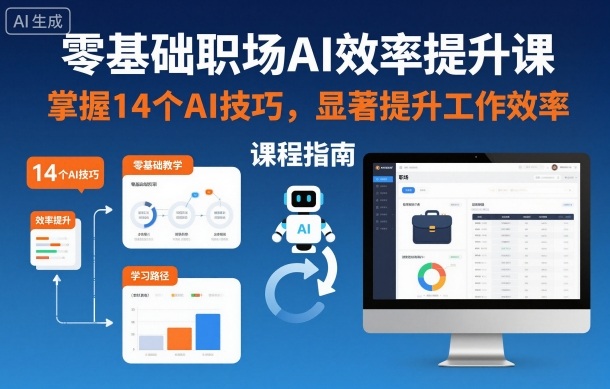 零基础职场AI效率提升课,掌握14个AI技巧,显著提升工作效率-润格副业网-每天分享热门副业赚钱项目