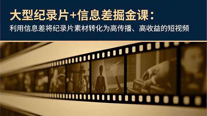 （16741期）大型纪录片+信息差掘金课：利用信息差将纪录片素材转化为高传播、高收益的短视频-润格副业网-每天分享热门副业赚钱项目
