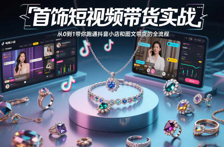 首饰短视频带货实战，从0到1带你跑通抖音小店和图文带货的全流程-润格副业网-每天分享热门副业赚钱项目