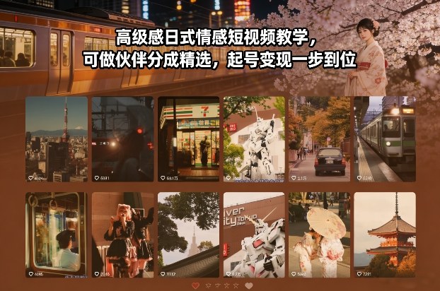 高级感日式情感短视频教学，可做伙伴分成精选，起号变现一步到位-润格副业网-每天分享热门副业赚钱项目