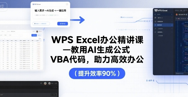 WPS Excel办公精讲课,教用 AI 生成公式,VBA 代码,助力高效办公-润格副业网-每天分享热门副业赚钱项目